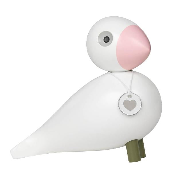 Sangfugl Love 15,5 cm hvit/rosa