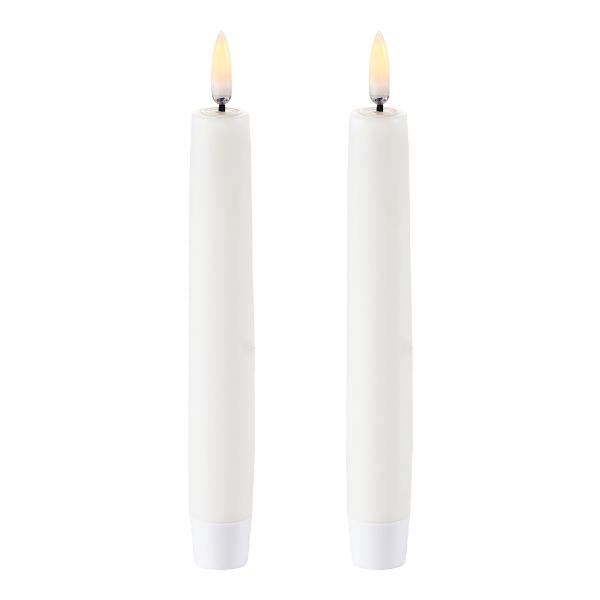 LED kronelys 15,5x2,3 cm 2 stk hvit