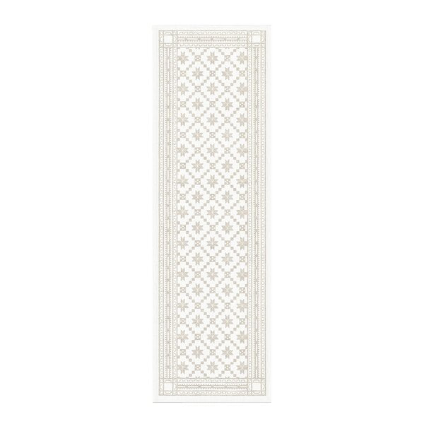 Åttebladrose løper 35x110 cm beige