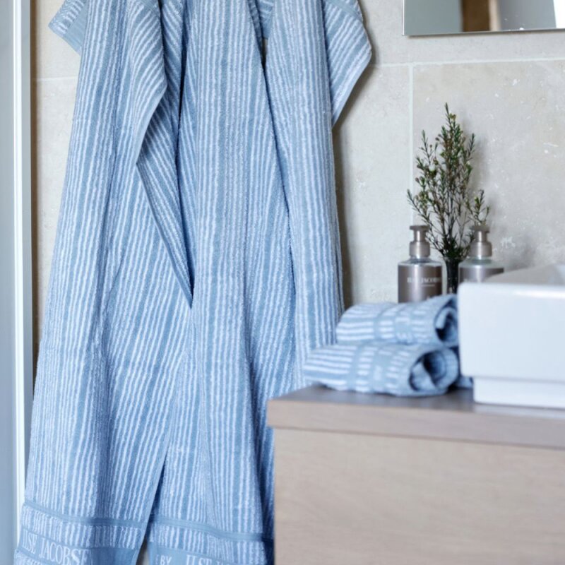 Bath Collection håndkle 50x100 cm 2 stk powder blue stripes