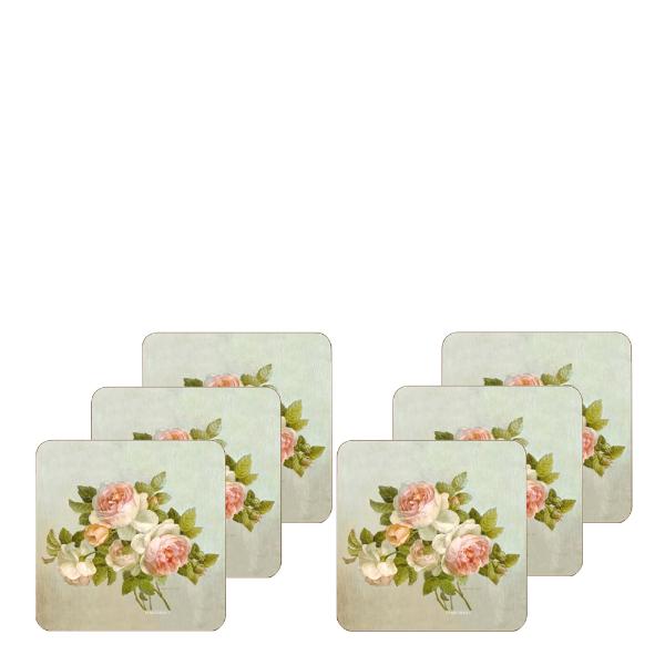 Antique rose glassunderlag 6 stk