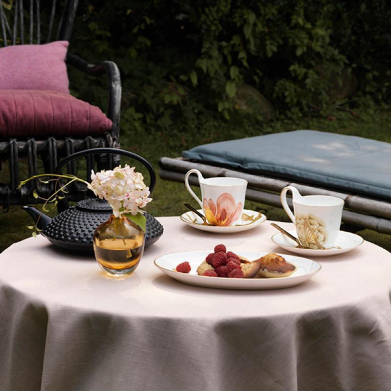 Flora høyhankskopp og skål 25 cl magnolia