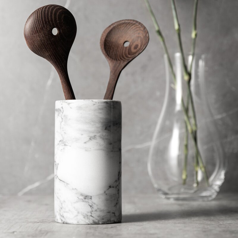 Marmor redskapskrukke 17 cm hvit