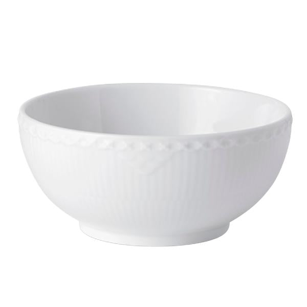 Hvit Riflet Halvblonde skål 15 cm