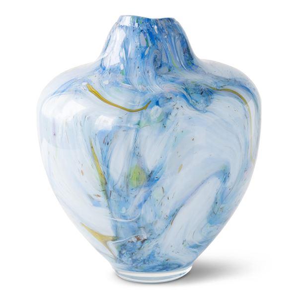 Unik skulptur kunstglass S 31 cm blå multi