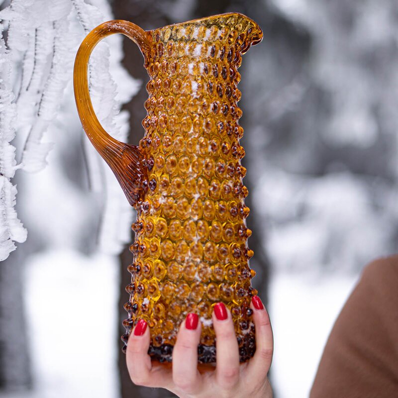 Hobnail karaffel 1L amber