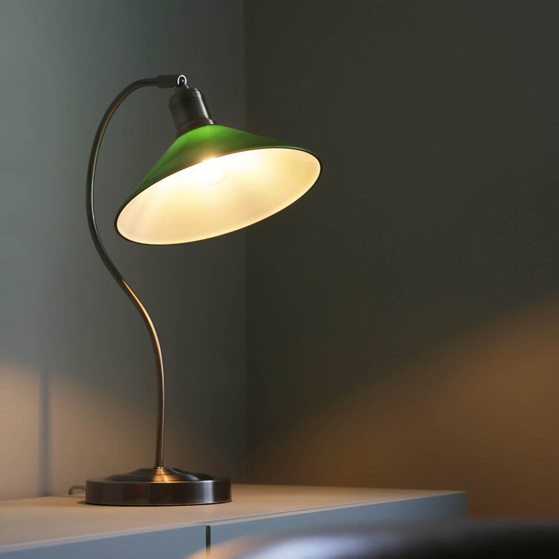Vela bordlampe 49 cm antique messing/grønn