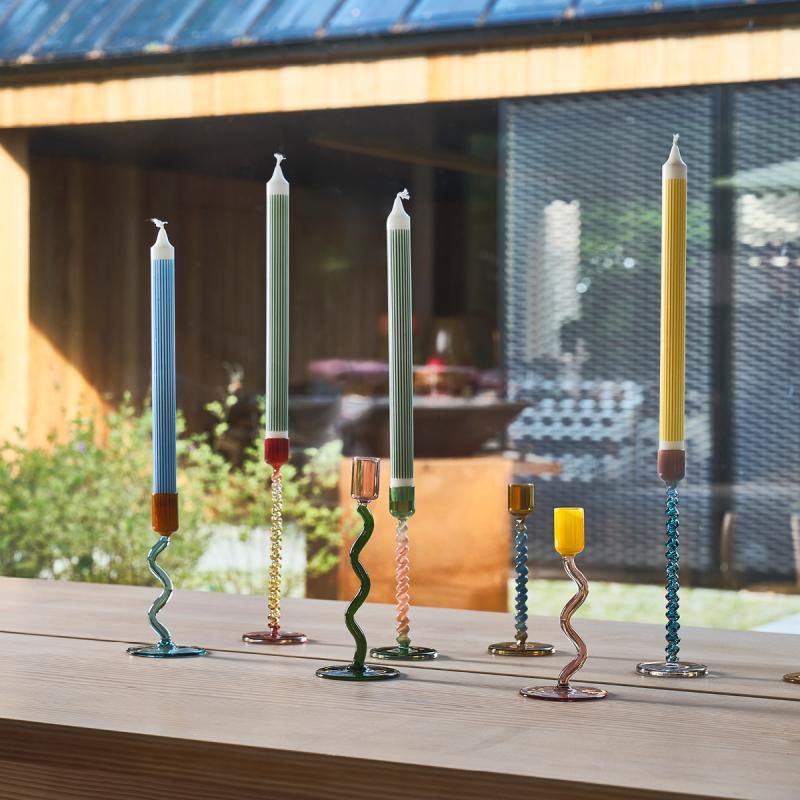 Styles lysestake glass 8,5x19,6 cm grønn/rosa