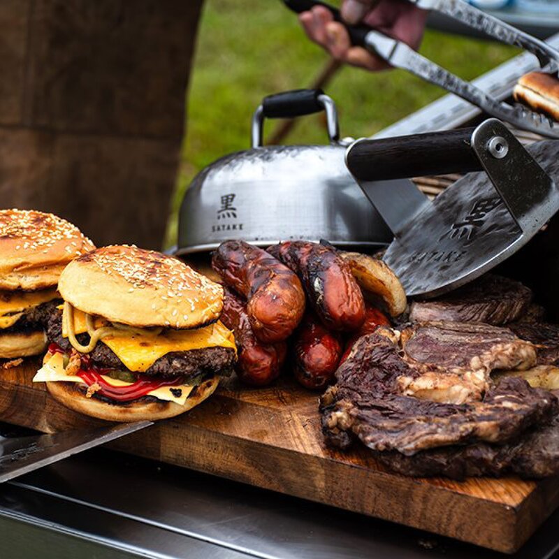 Kuro burgerpresse smashjern sett 3 deler brun/rustfri