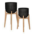 Rustik blomsterpotte rund 2 stk 37+30 cm svart