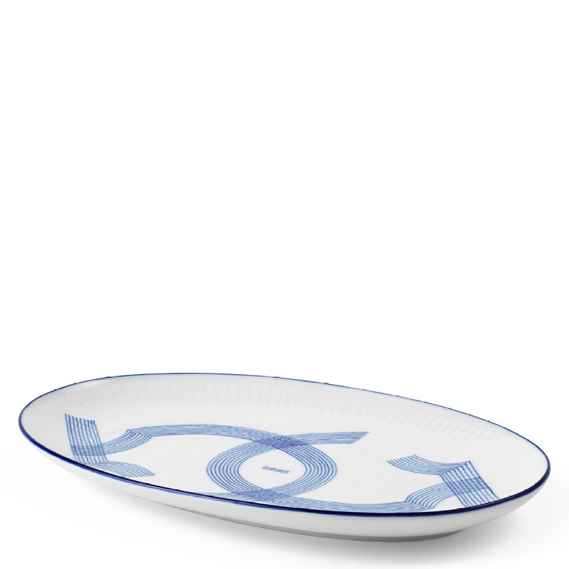 Motif asjett 23,5 cm blå/hvit