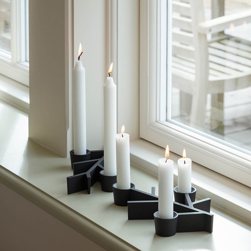 Twig lysestake 14x20 cm svart