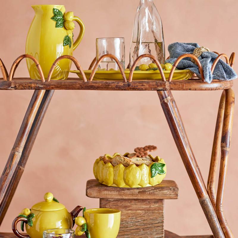 Limone serveringsfat 36x21x5 cm gul
