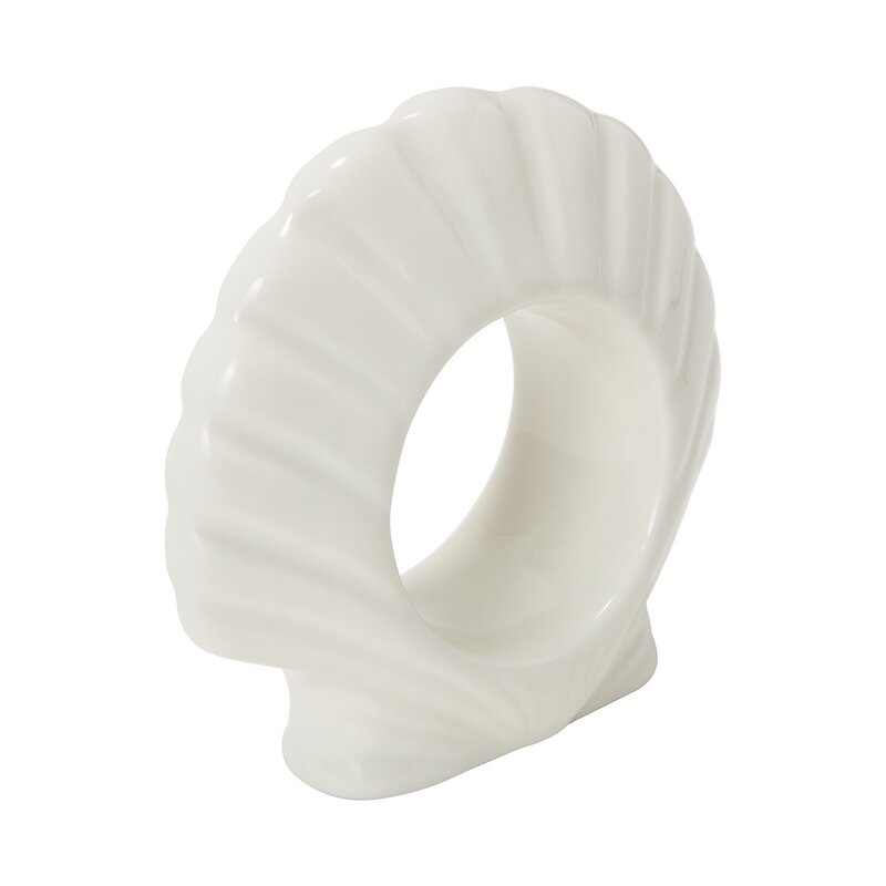 Shell stoneware serviettring 8 cm hvit