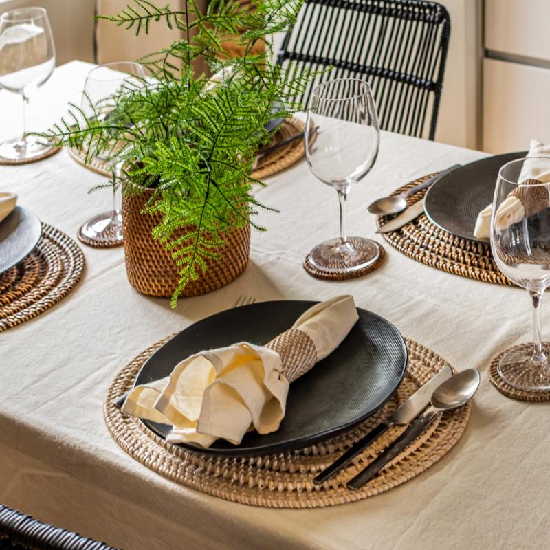 Rattan serviettring 4 stk beige