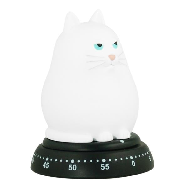 Mekanisk timer katt hvit