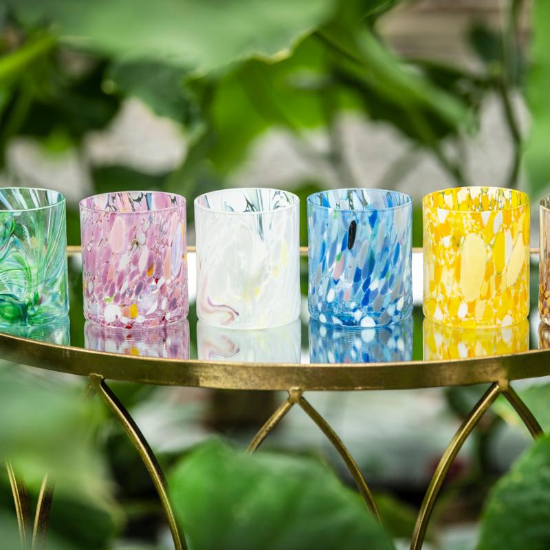 Swirl drikkeglass/lykt 35 cl gul multi