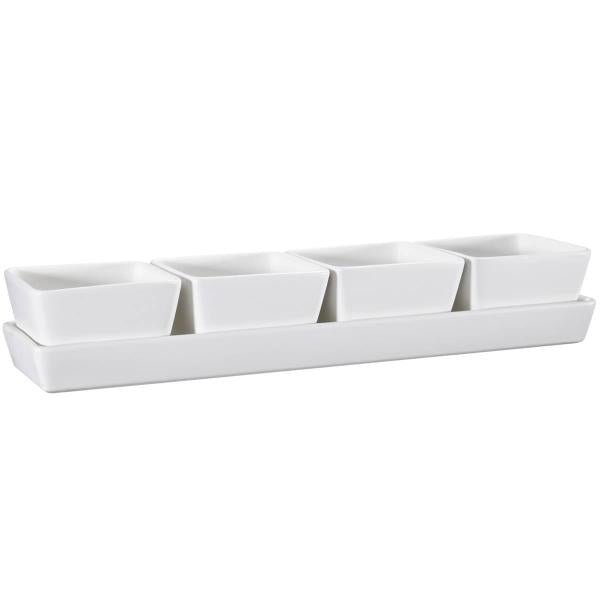 Nor tapasfat 4 skåler 6x9,5x38,5 cm hvit