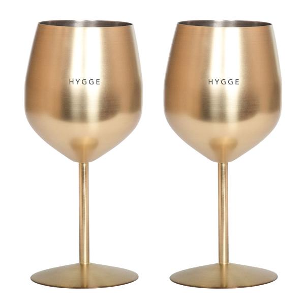 Vinglass stål HYGGE 45 cl 2 stk gull