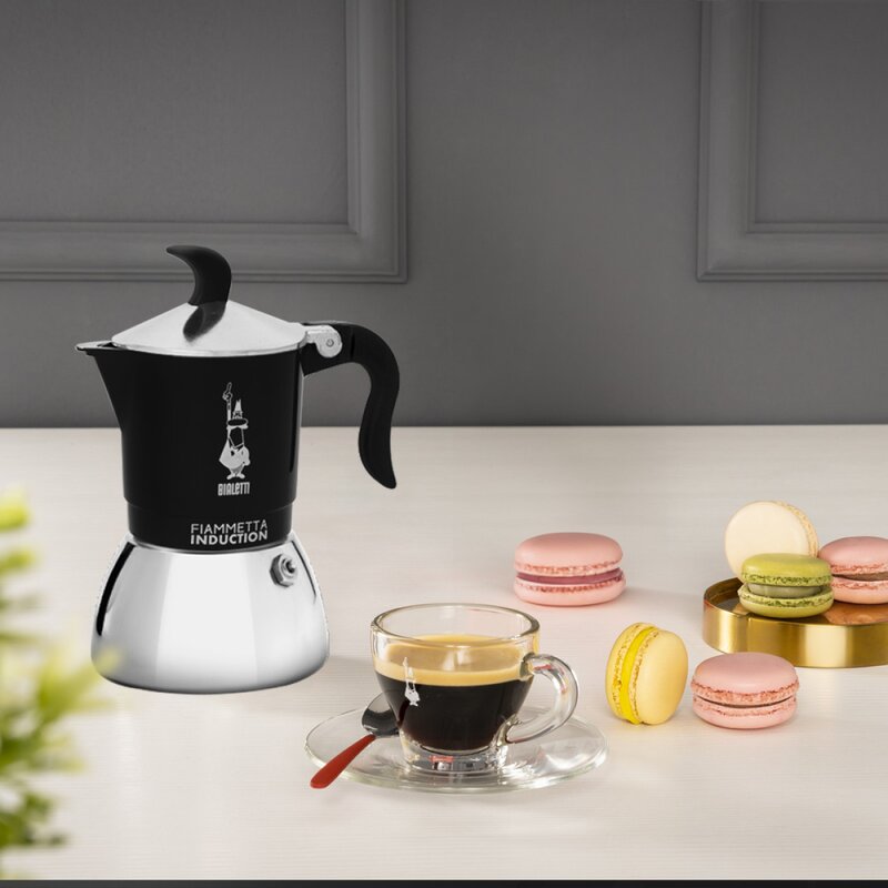Fiammetta Induction espressokanne 4 kopper 150 ml svart