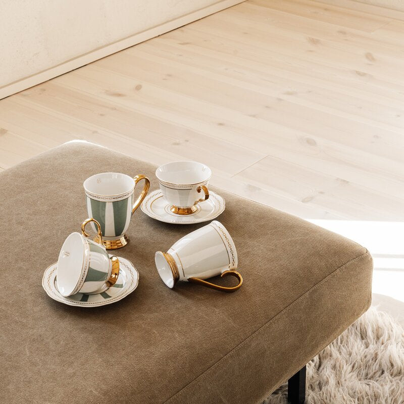 Strisce Salvia kopp med skål 22 cl grønn