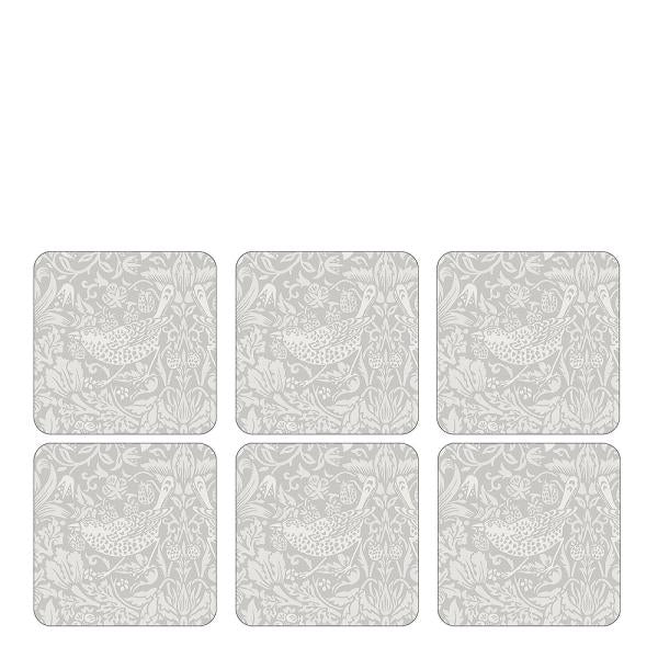 Strawberry Thief glassunderlag 6 stk pure hvit