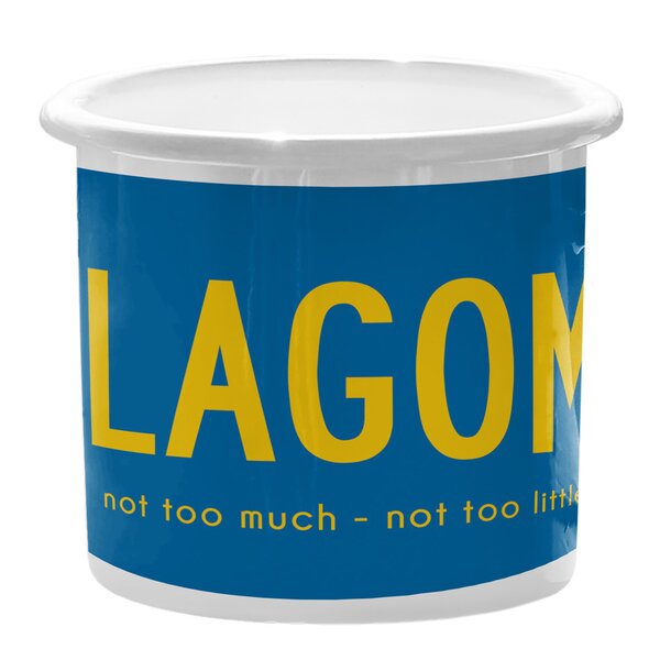 Fika Emaljekopp 30 cl lagom blå gul