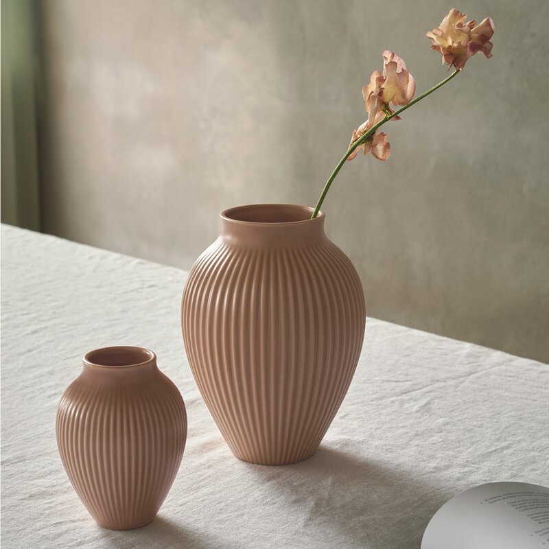 Ripple vase 20 cm matt dusty rose