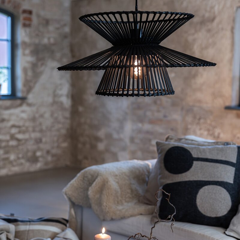 Duplici taklampe 57 cm svart