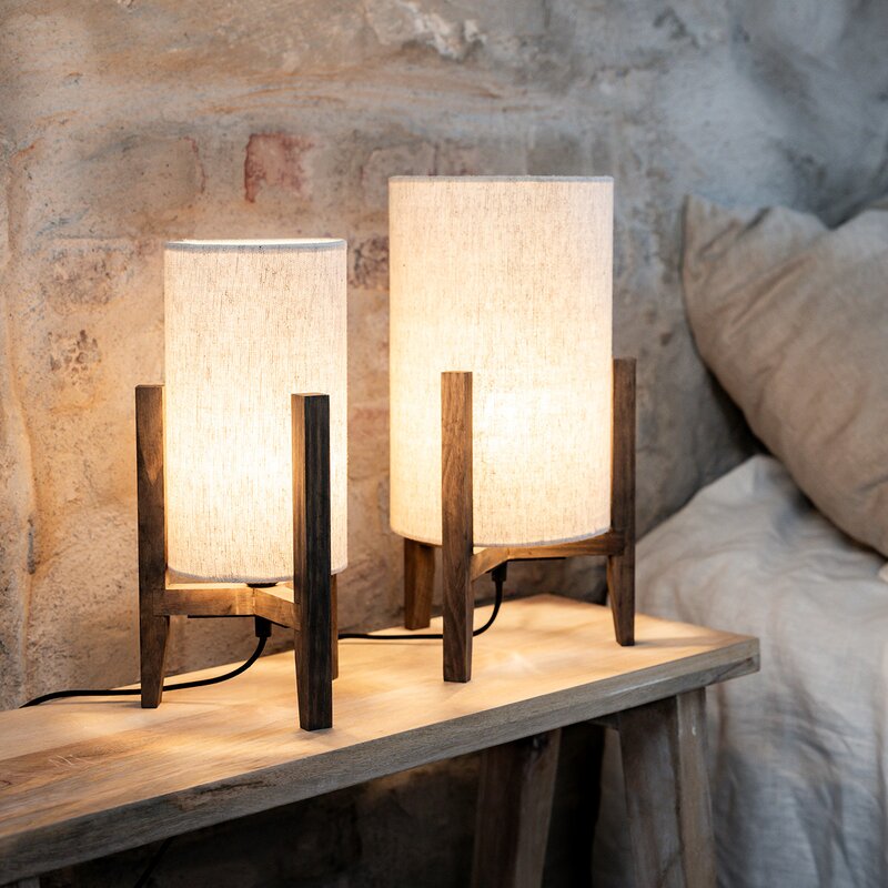 Eruca bordlampe 39 cm brunbeiset/beige tekstil