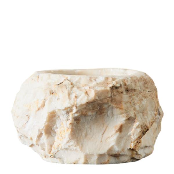 Batu telysholder 7x4 cm beige