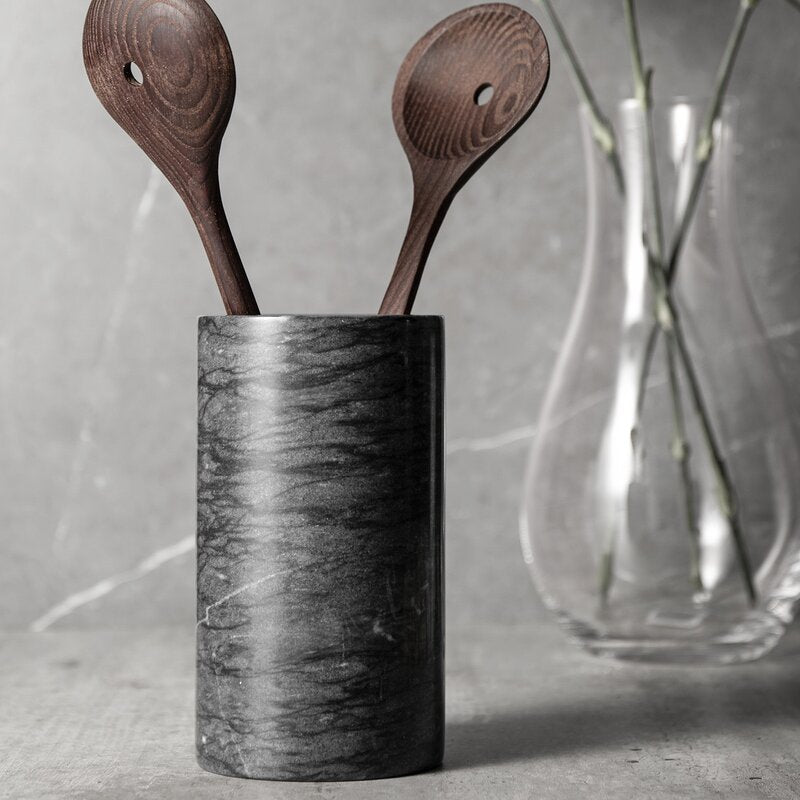 Marmor redskapskrukke 17 cm svart
