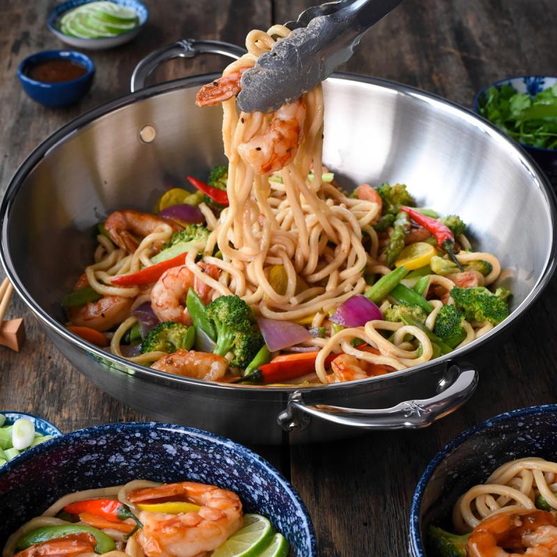 Probond wok med lokk 36 cm stål