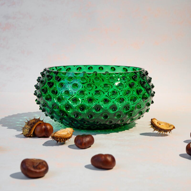Hobnail skål 23 cm dark green