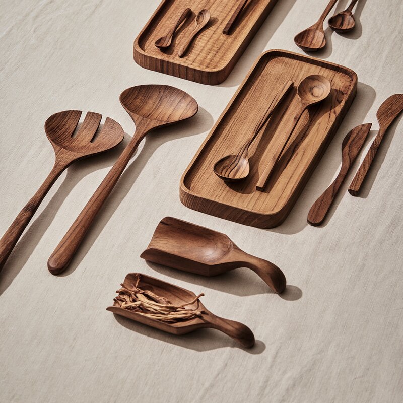 Teak scoop skje 18 cm