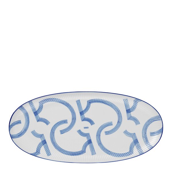 Motif ovalt fat 37 cm blå/hvit
