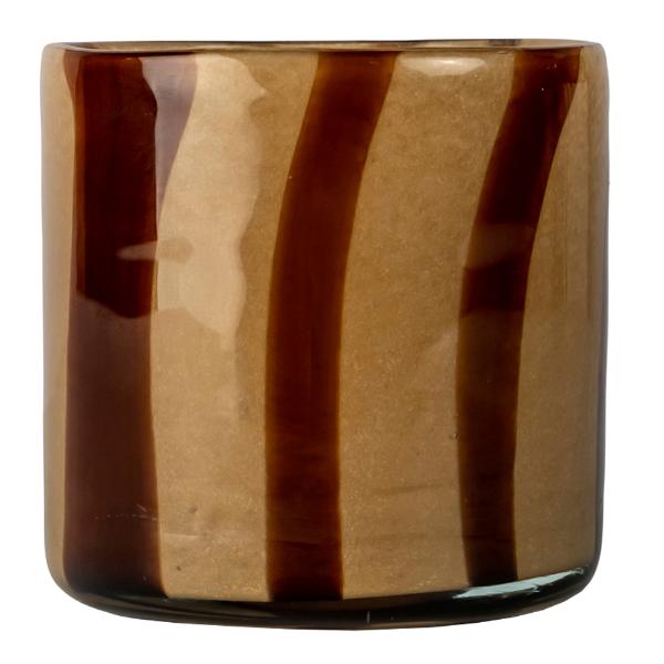Calore lyslykt 10x10 cm beige/brun stripe