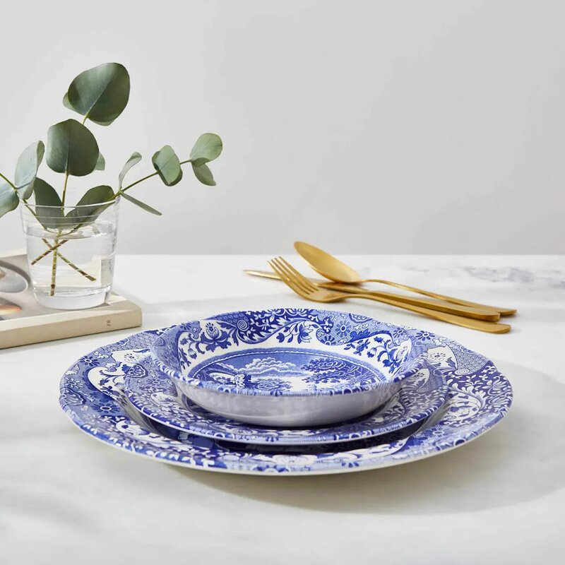 Blue Italian frokostbolle 16 cm blå/hvit