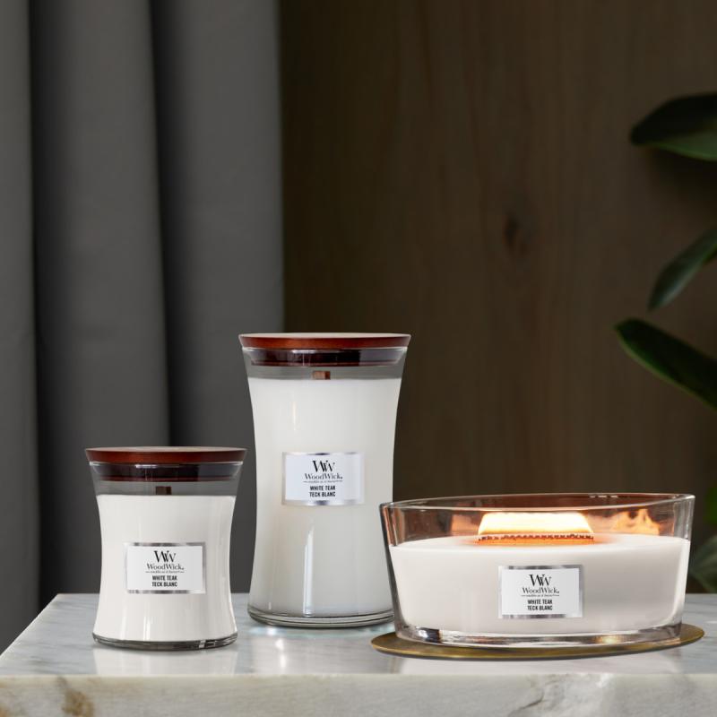 Ellipse duftlys white teak