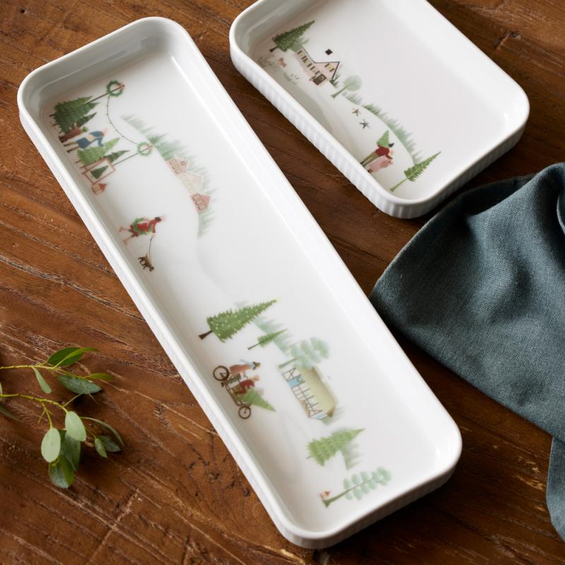 Vinter fat rektangulært 36x12 cm Ildfast porselen hvit