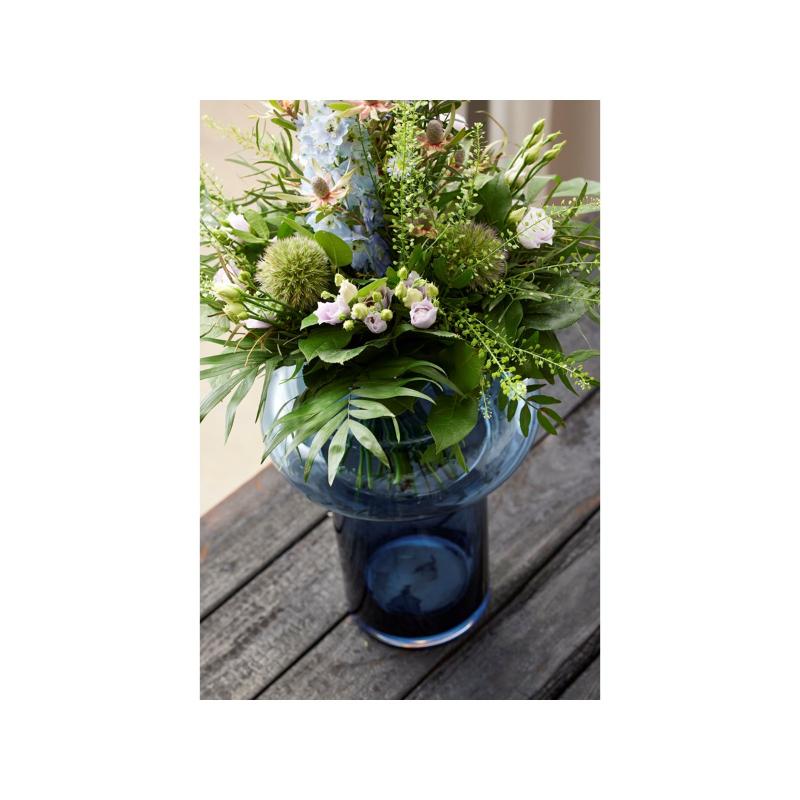 Tube vase 40 cm dark blue glass