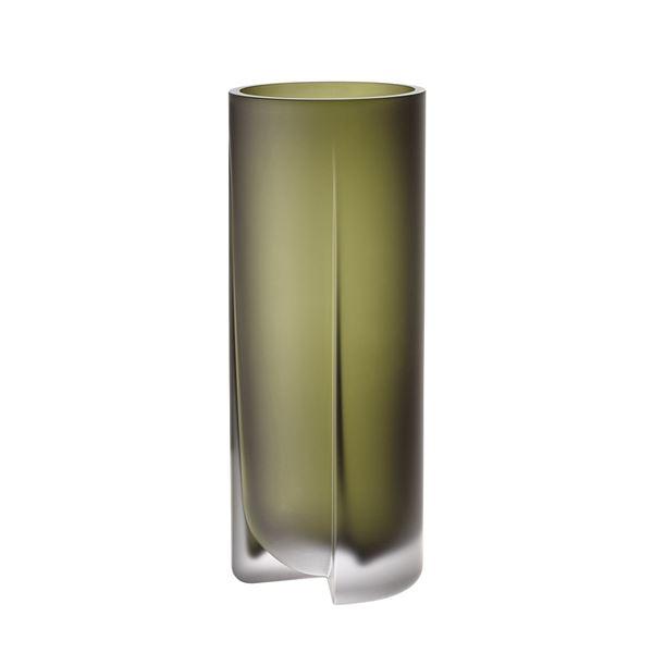 Kuru vase 25,5 cm frostet mosegrønn