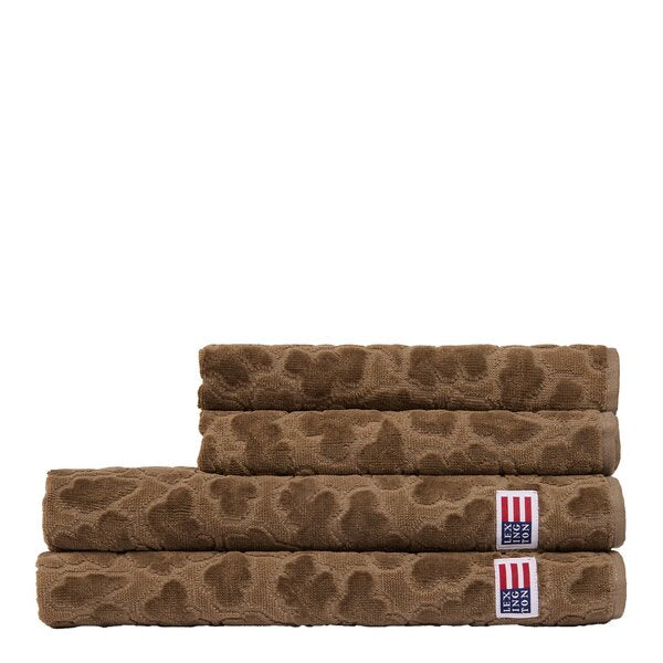 Velour Jacquard bladmønstret håndkle 100x150 cm oliven