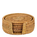 Rattan glassbrikke 6 stk i stativ beige