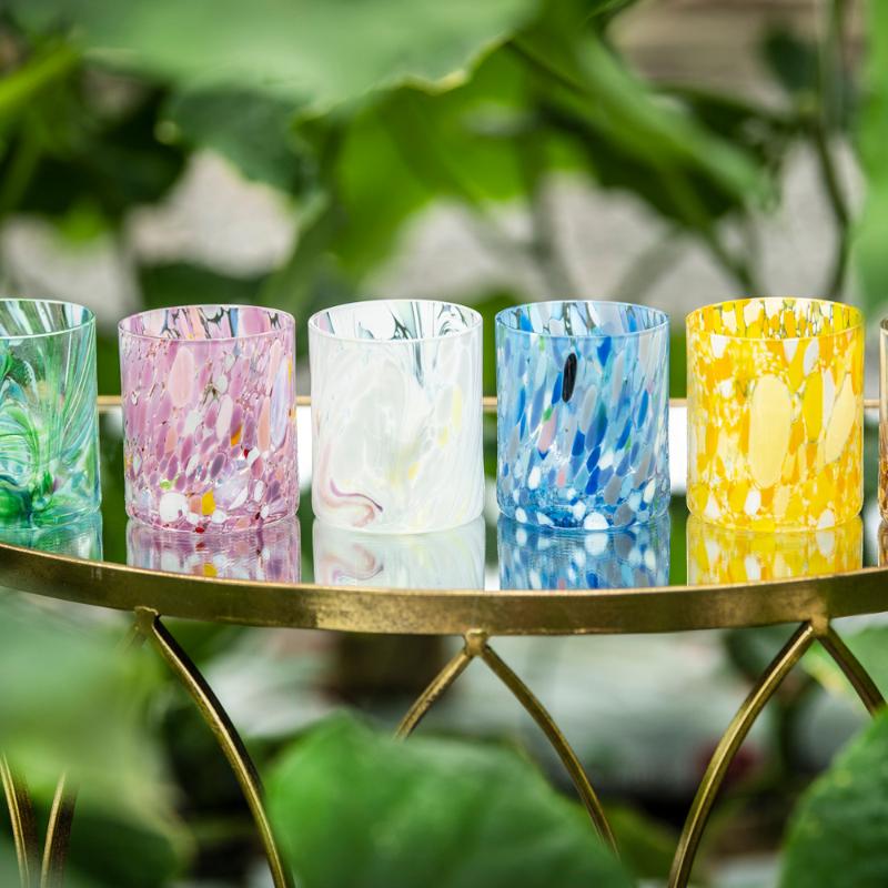 Swirl drikkeglass/lykt 35 cl blå multi
