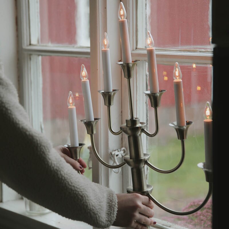 Gylling adventstake 7 lys 53 cm antikk messing