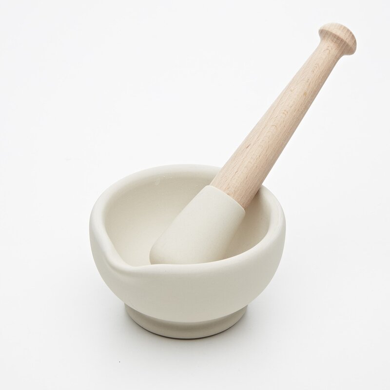 Morter og pistill 10 cm hvit