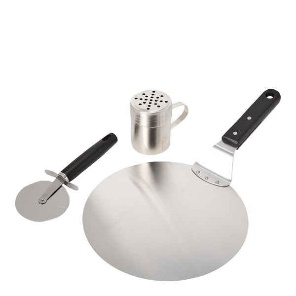 Pizzasett 3 deler svart/rustfri