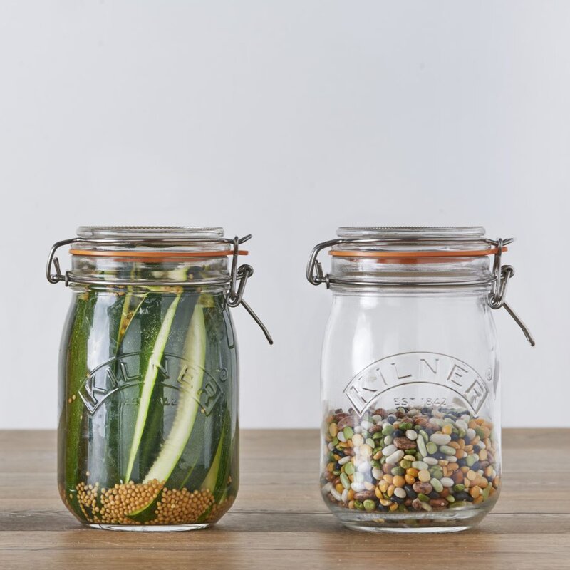 Bygel oppbevaringsglass 1,0L hengslet lokk