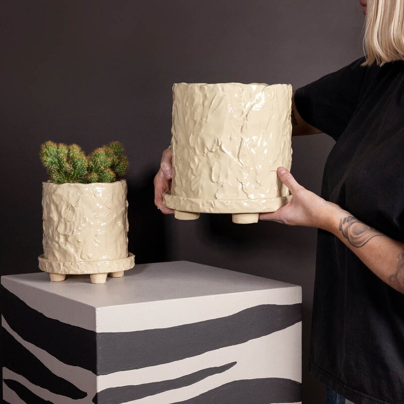 Muddy krukke L 23x23,5 cm beige